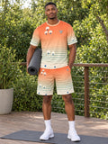 Yoga Papaya Splash Horizon Fade Men's Athletic Shorts with Pockets - front view
