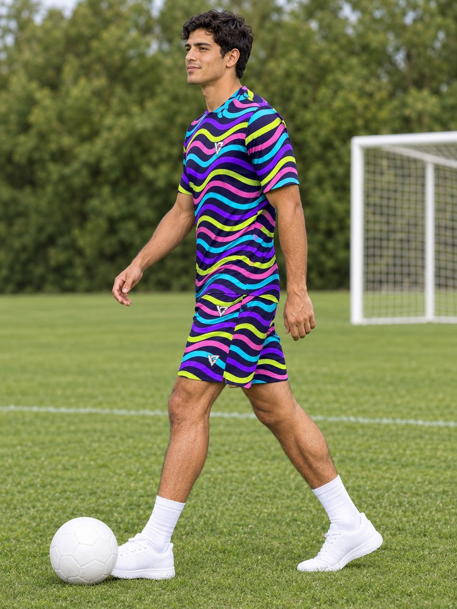 Soccer Violet Volt Wave Rider Men's Athletic Shorts with Pockets - side view