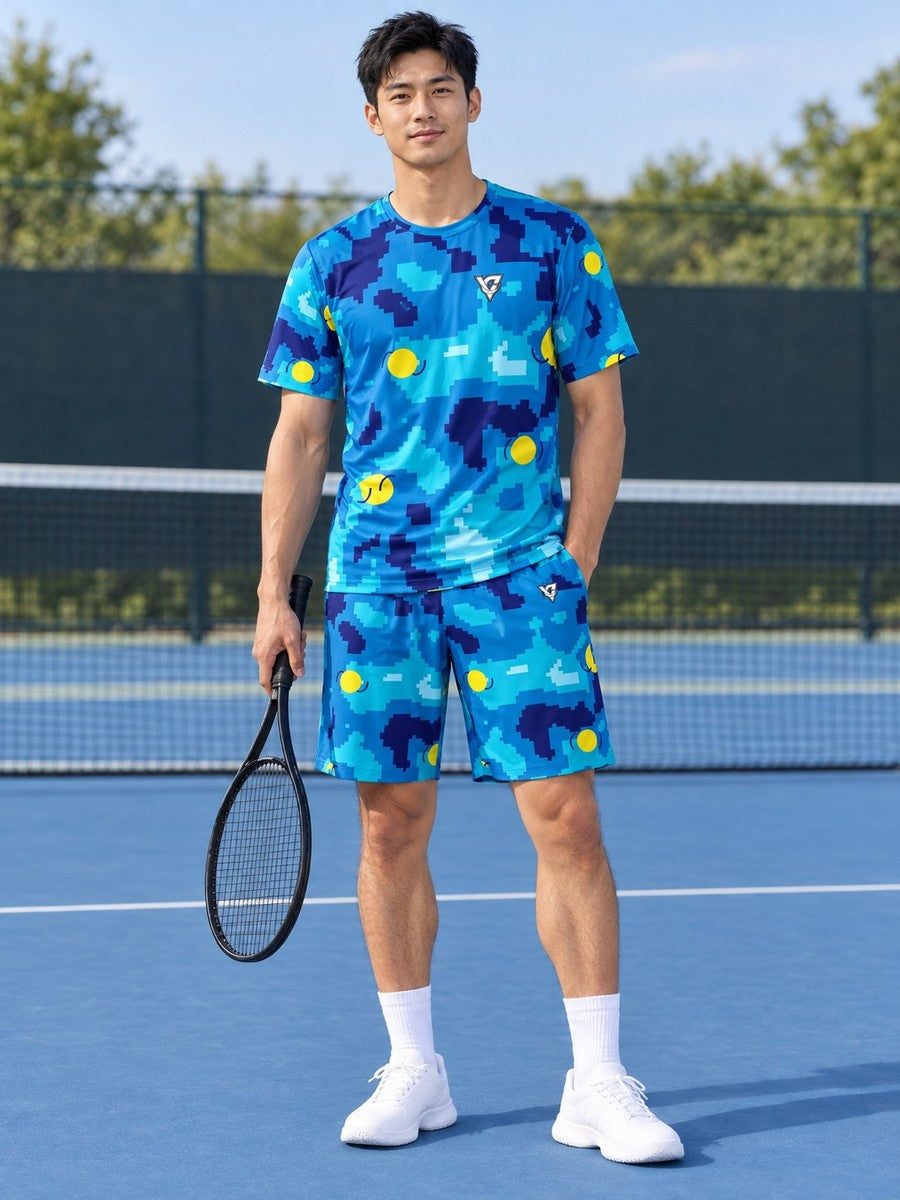 Tennis Cobalt Spark Pixel Camo Men's Sports Jersey - front view