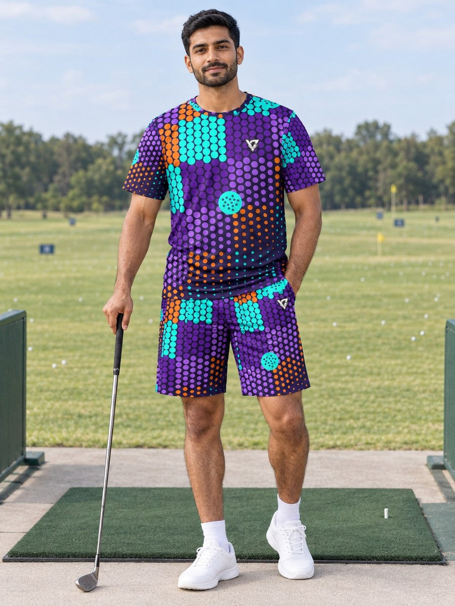 Golf Galaxy Glow Halftone Pulse Men's Athletic Shorts with Pockets - front view