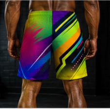 Men's Neon Abstract Vibrant Geometric Jogger Athletic Shorts with Pockets