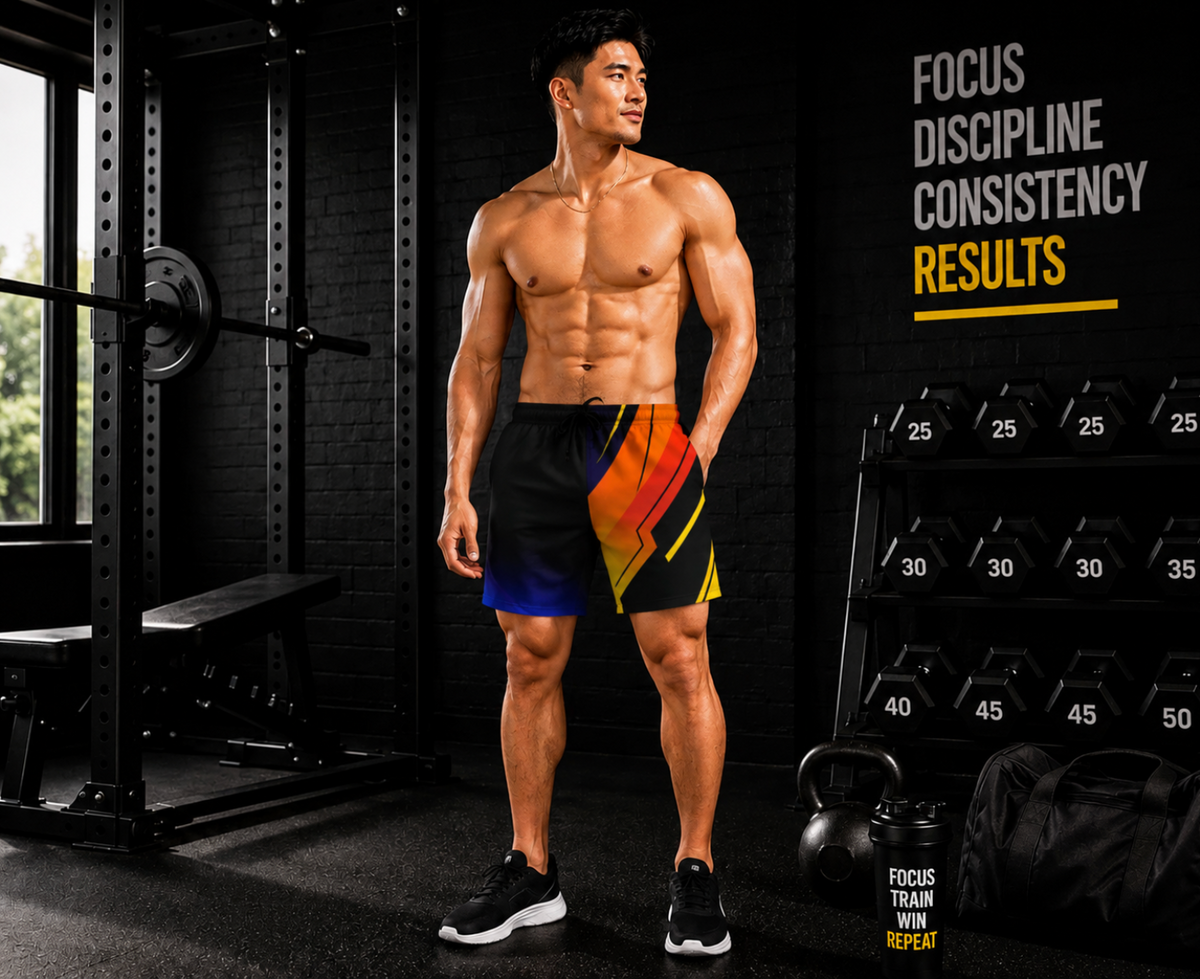 Men's Retro Gradient Lightning Jogger Athletic Shorts with Pockets