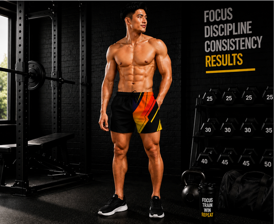 Men's Retro Gradient Lightning Jogger Athletic Shorts with Pockets