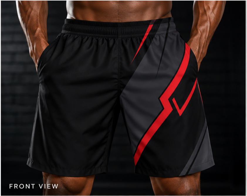 Men's Black & Red Performance Jogger Athletic Shorts with by Vantacore Athletics, view 4