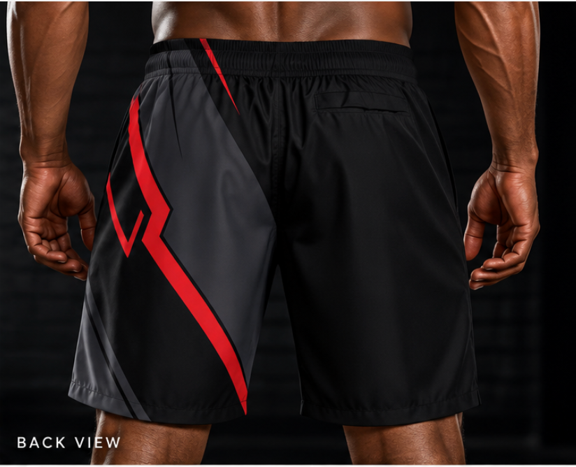 Men's Black & Red Performance Jogger Athletic Shorts with by Vantacore Athletics, view 5
