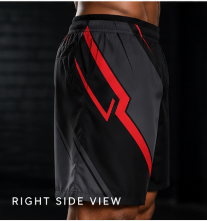 Men's Black & Red Performance Jogger Athletic Shorts with Pockets