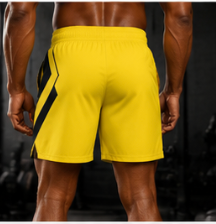 Men's Yellow & Black Geometric Jogger Athletic Shorts with Pockets
