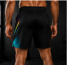 Men's Neon Gradient Black Geometric Jogger Athletic Shorts with Pockets