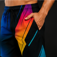 Men's Blue Gradient Geometric Jogger Athletic Shorts with Pockets