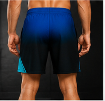Men's Blue Gradient Geometric Jogger Athletic Shorts with Pockets