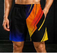 Men's Retro Gradient Lightning Jogger Athletic Shorts with Pockets