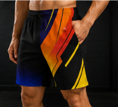 Men's Retro Gradient Lightning Jogger Athletic Shorts with Pockets