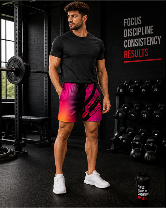 Men's Neon Magenta Inferno Athletic Multipurpose Shorts