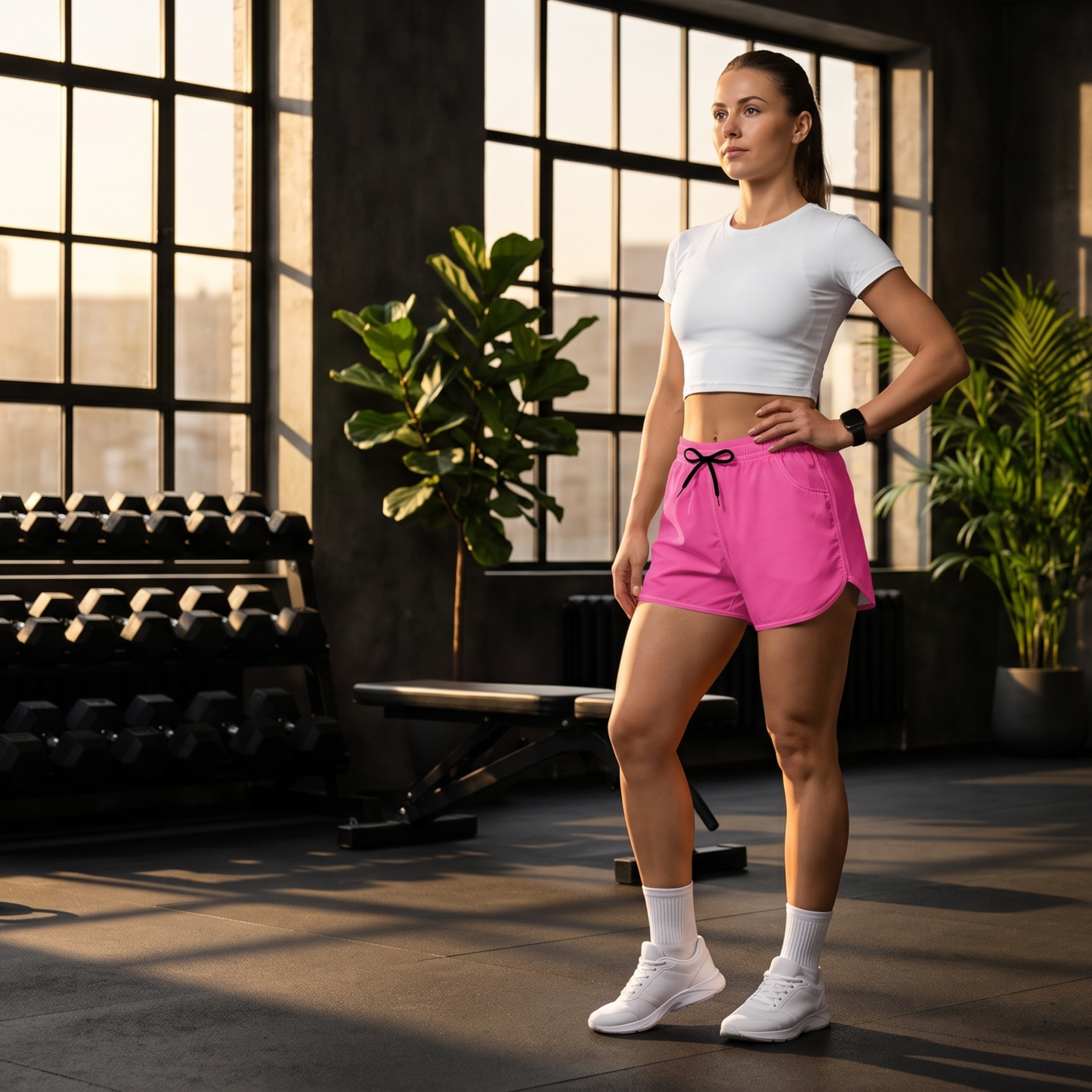Pink Women's Biker Shorts — High-Waist Activewear Cycling & Workout Shorts with Pockets