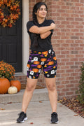 Halloween Midnight Pumpkin Spooky Mix Women's Biker Shorts worn by a model