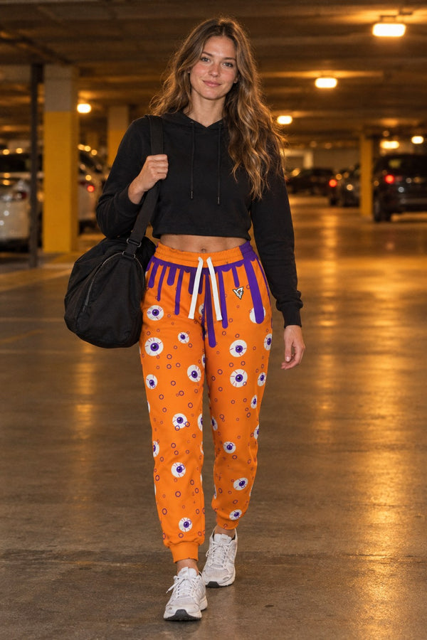 Halloween Pumpkin Orange Slime Drip Women's Joggers – All-Over Print Athletic Jogger Pants