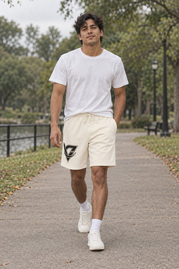Lightweight Fleece Sweat Shorts — Retro V Logo Casual Lounge Shorts