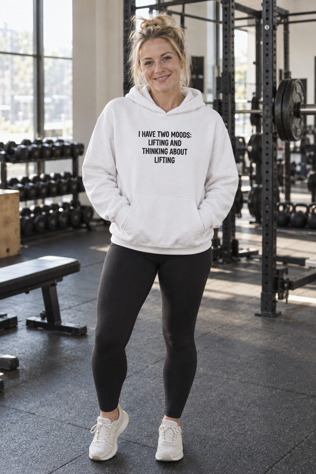 Hoodie – front view on a female athlete