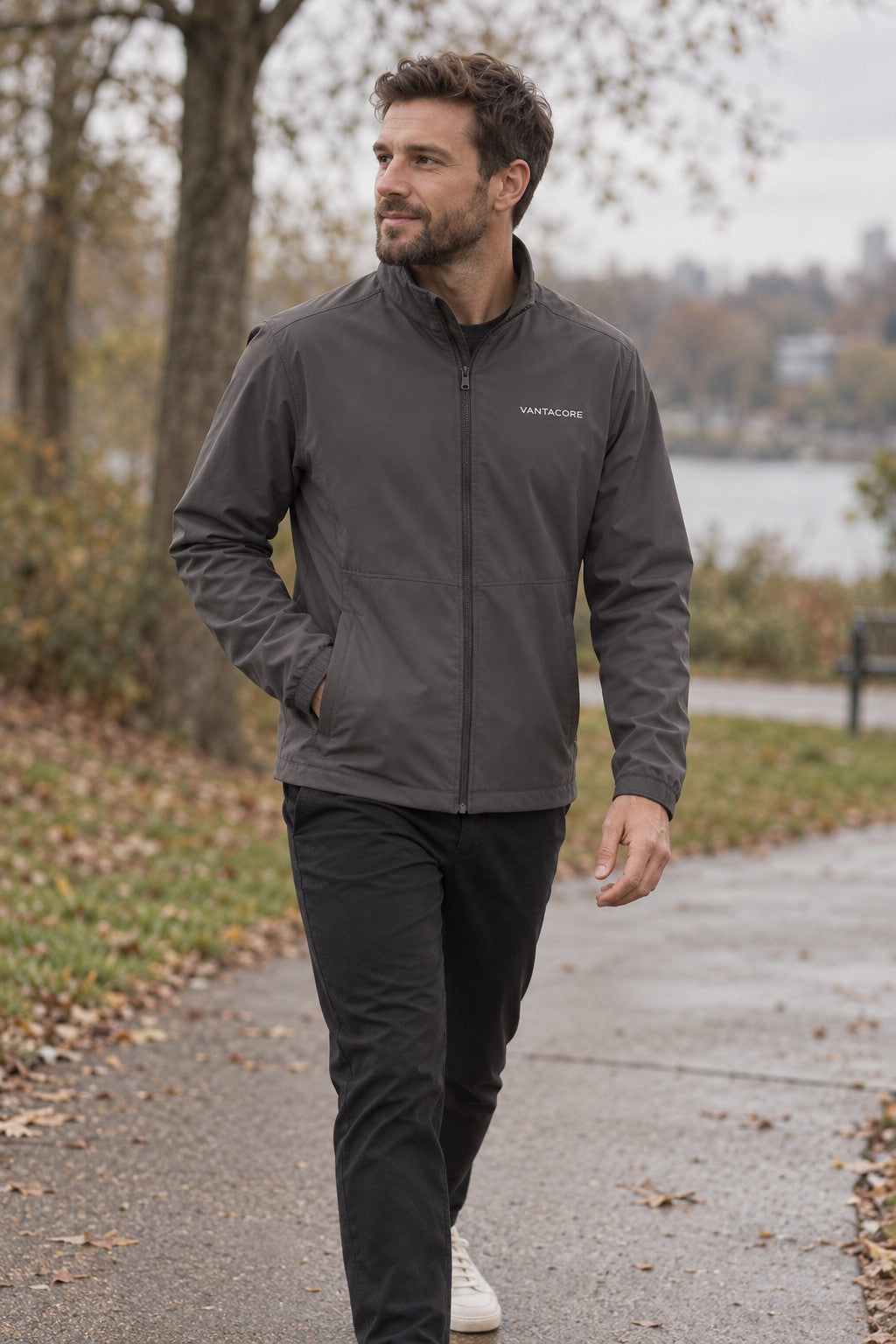Soft Shell Jacket | Lightweight Windproof Casual Outerwear – side view on a male athlete