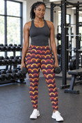 Solar Arc leggings with pockets, AI-generated fictional adult model in a gym
