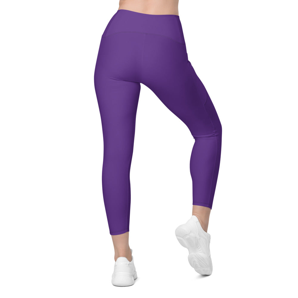Royal Purple Essential leggings with pockets, Printful supplier back mockup