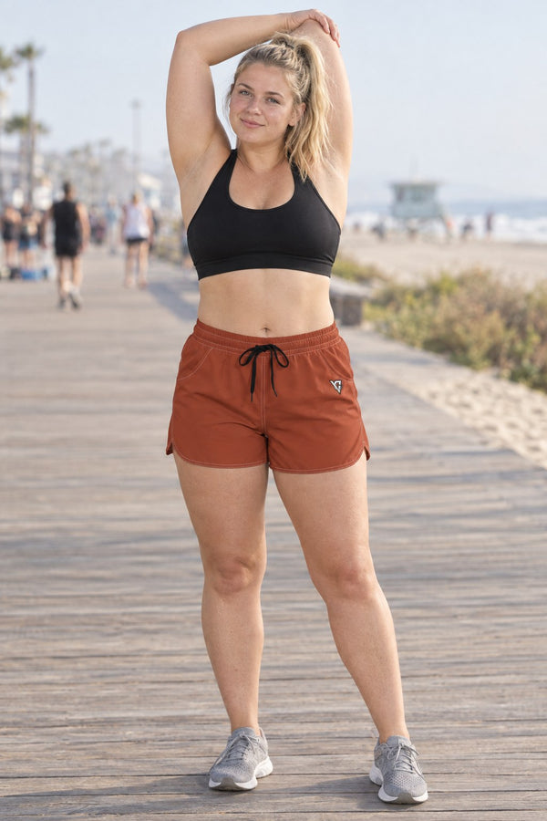 Women's Multipurpose Athletic Shorts with Pockets | Rust Essential