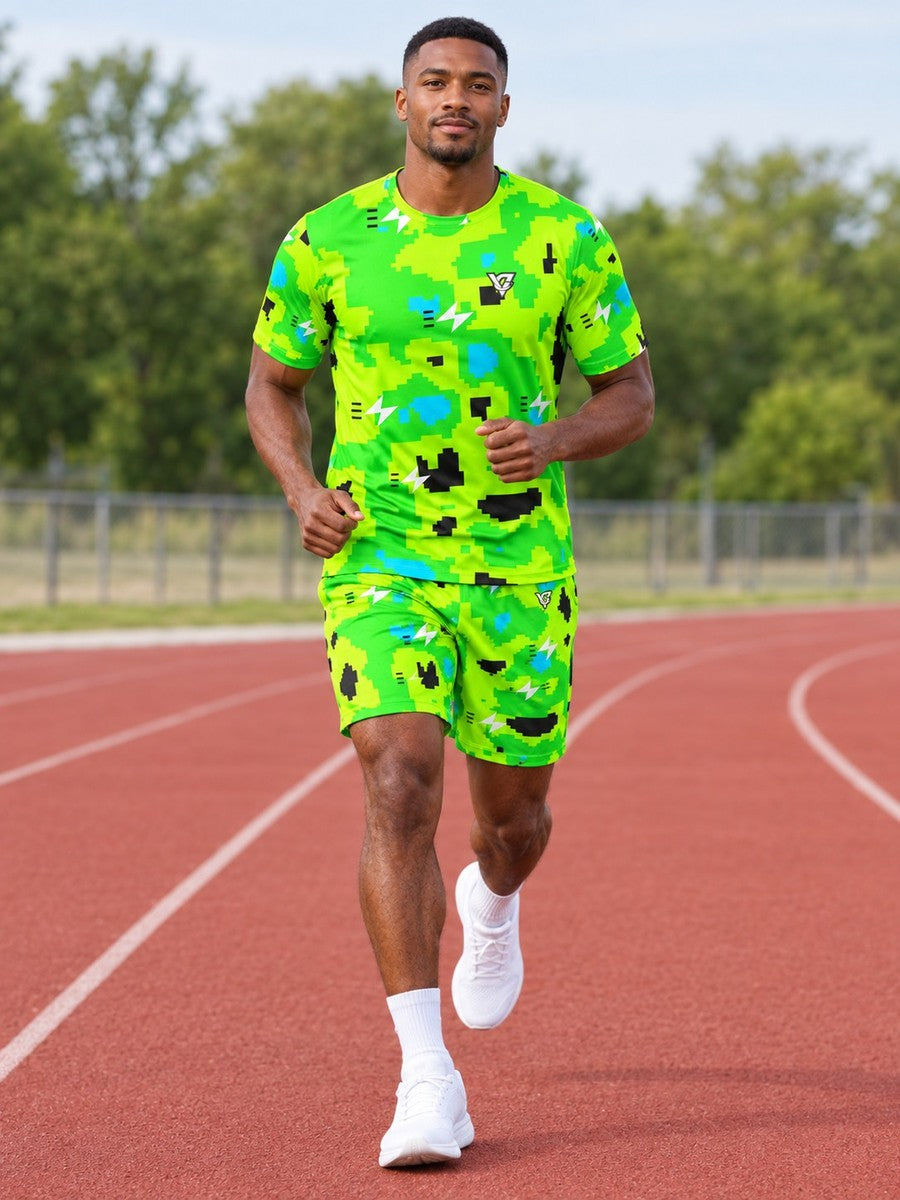 Running Lime Riot Pixel Camo Men's Sports Jersey - front view
