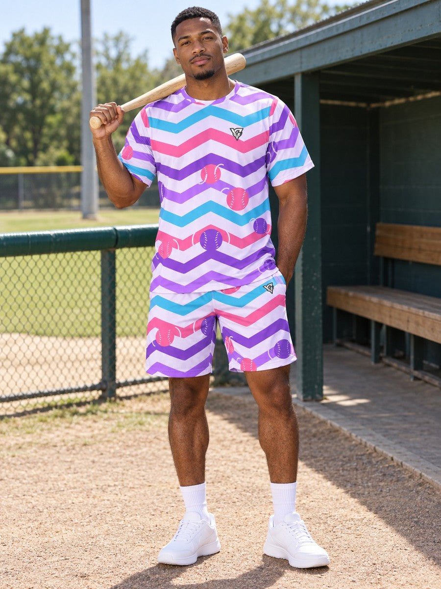 Baseball & Softball Lilac Wave Chevron Rush Men's Sports Jersey - front view