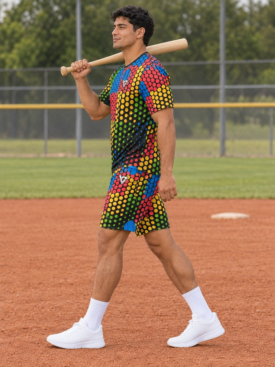 Baseball & Softball Rainbow Rally Halftone Pulse Men's Sports Jersey - side view