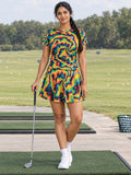 Golf Rainbow Rally Tie-Dye Spin Women's Athletic Skater Skirt - front view