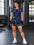 Combat Sports Arctic Neon Bolt Strike Women's Athletic Skater Skirt - front view