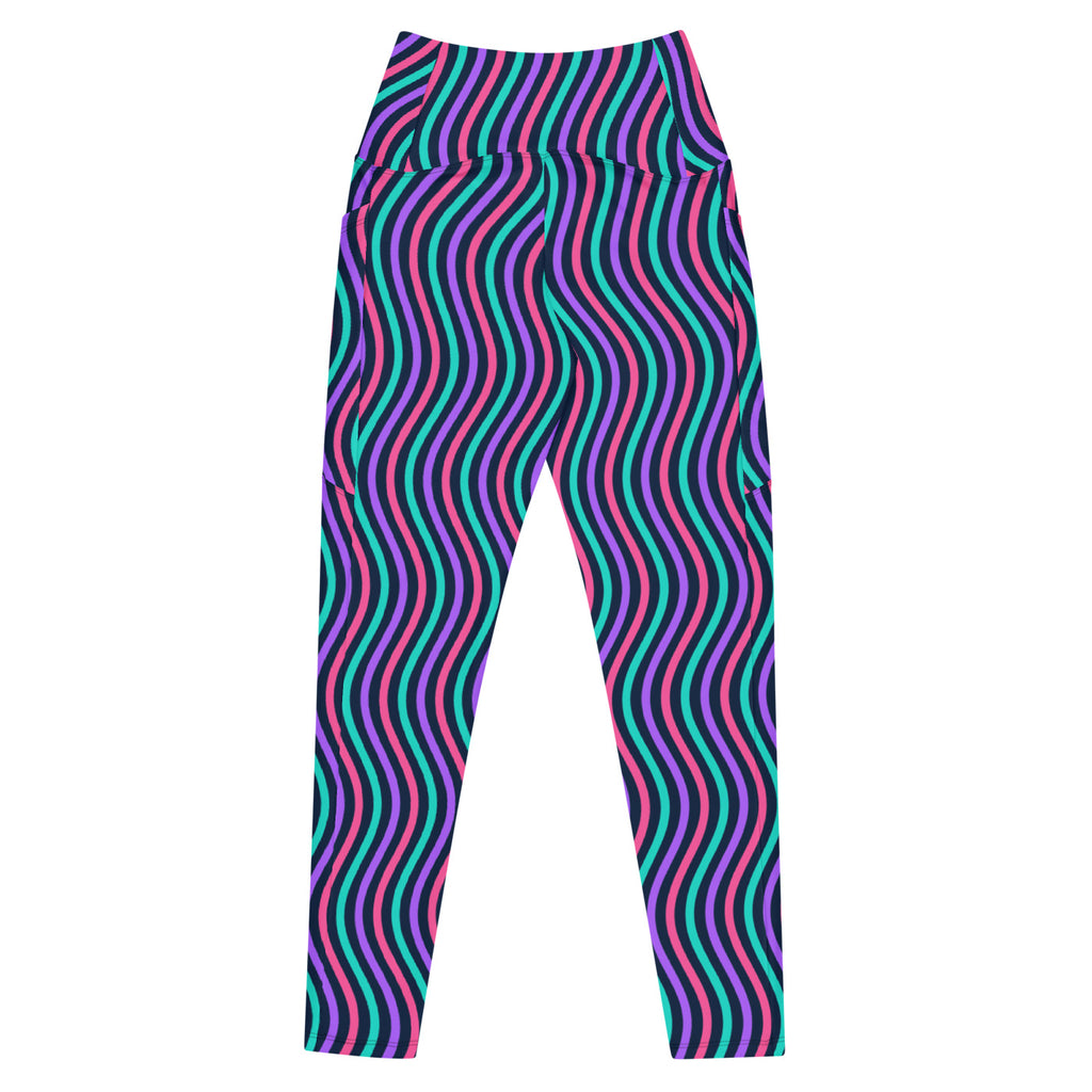 Aurora Contour leggings with pockets, Printful supplier back mockup