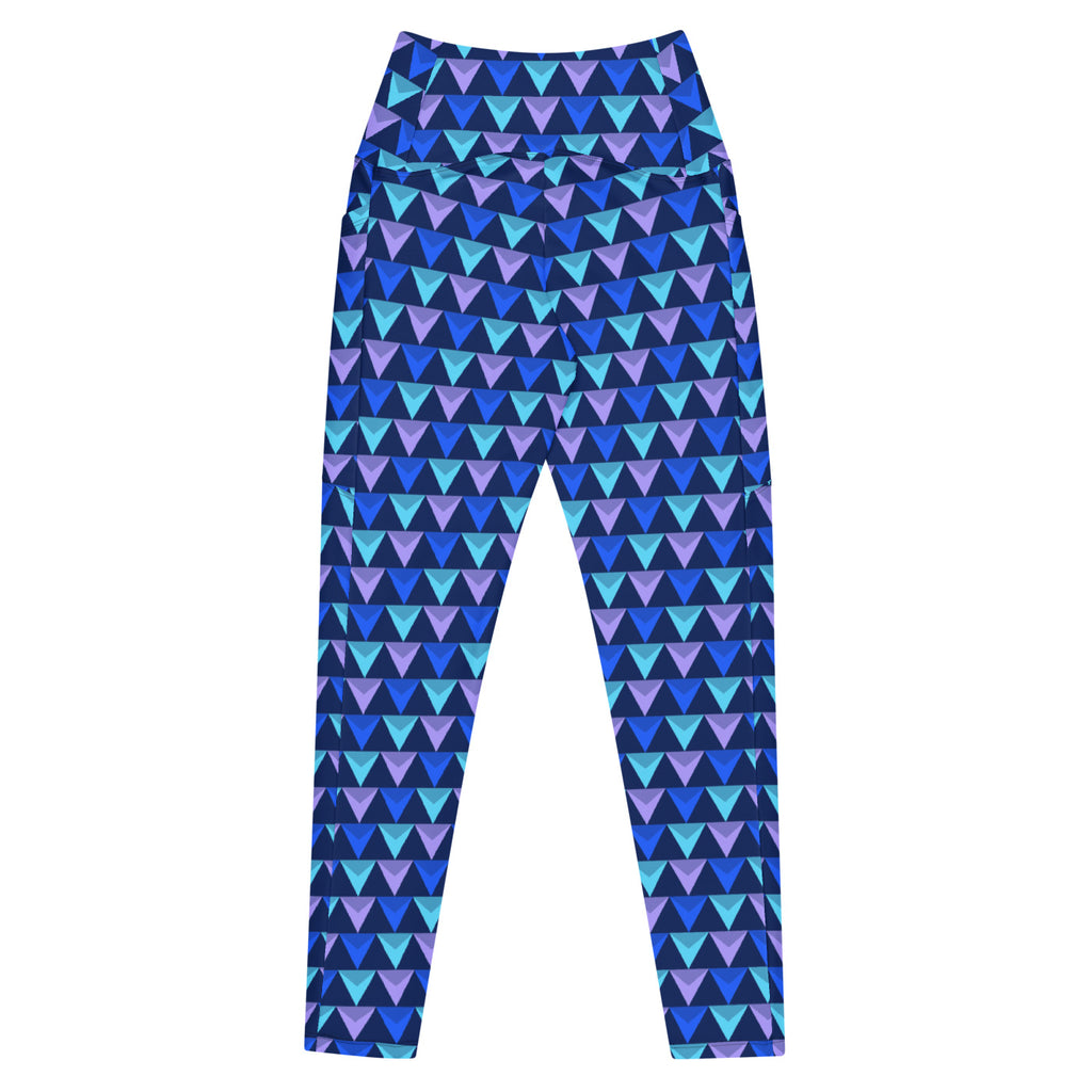 Cobalt Prism leggings with pockets, Printful supplier back mockup