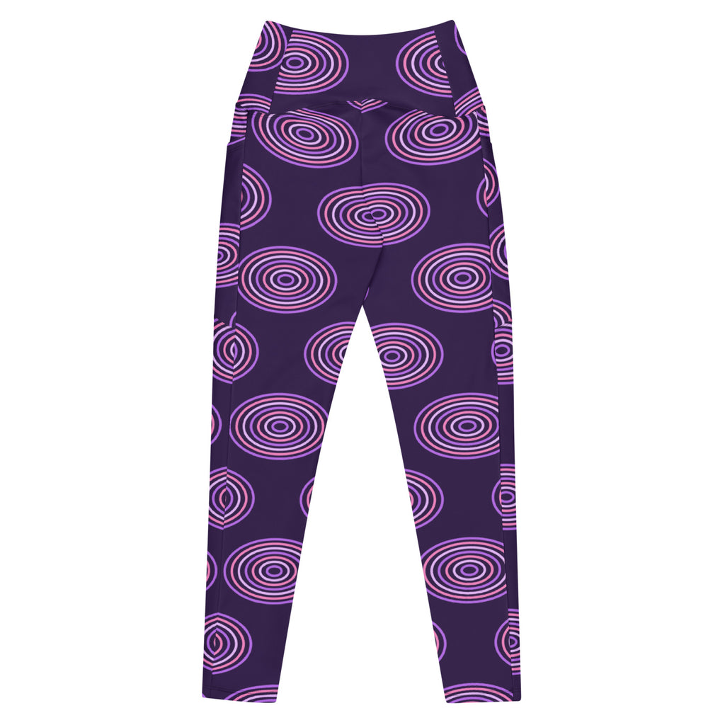 Orchid Ripple leggings with pockets, Printful supplier back mockup