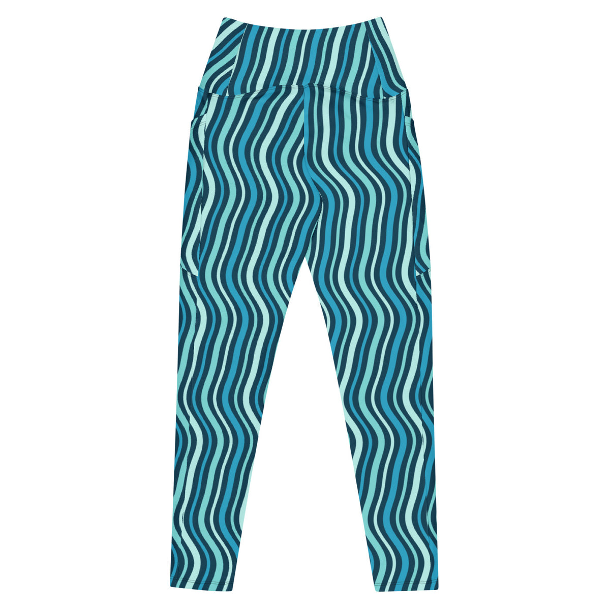 Glacier Current leggings with pockets, Printful supplier back mockup