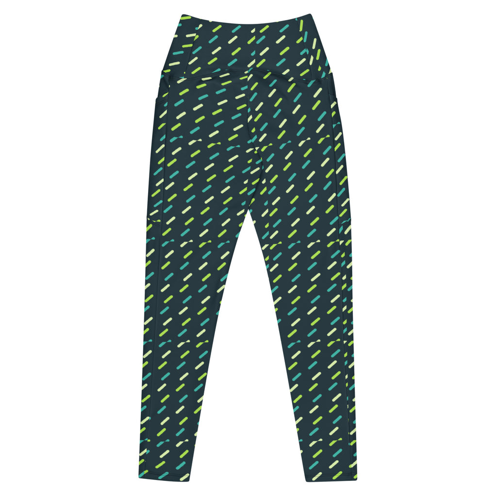 Lime Kinetic leggings with pockets, Printful supplier back mockup