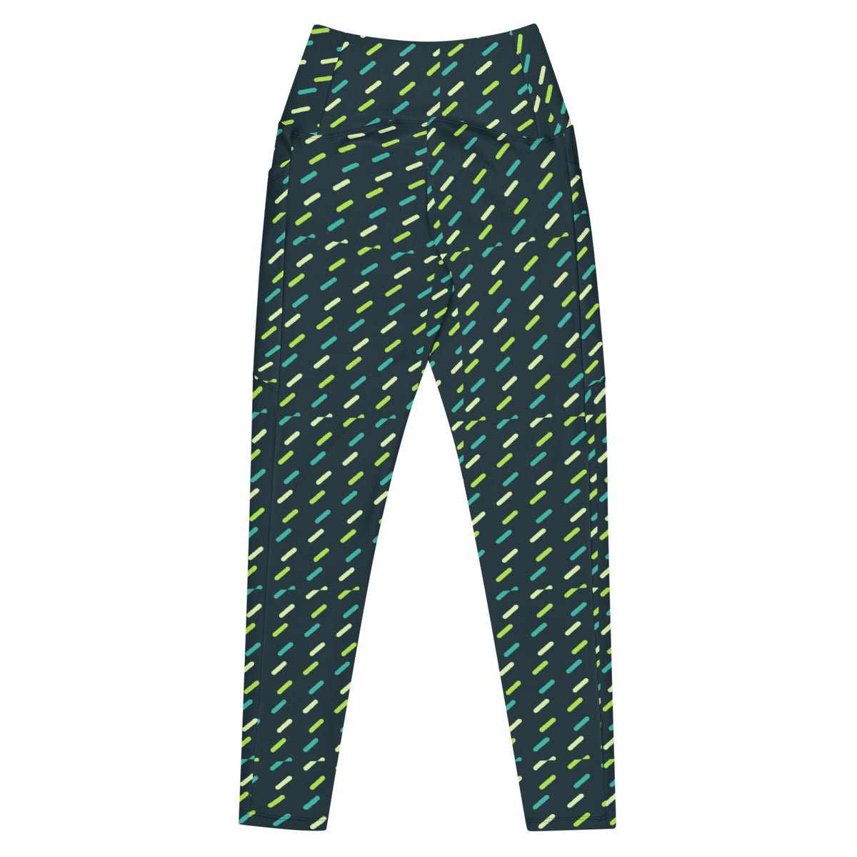 Lime Kinetic leggings with pockets, Printful supplier back mockup