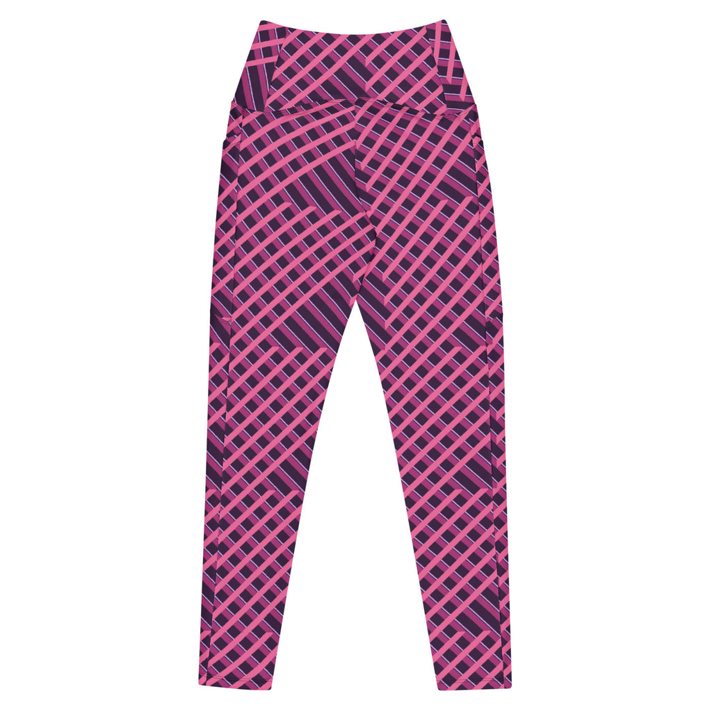 Berry Lattice leggings with pockets, Printful supplier back mockup