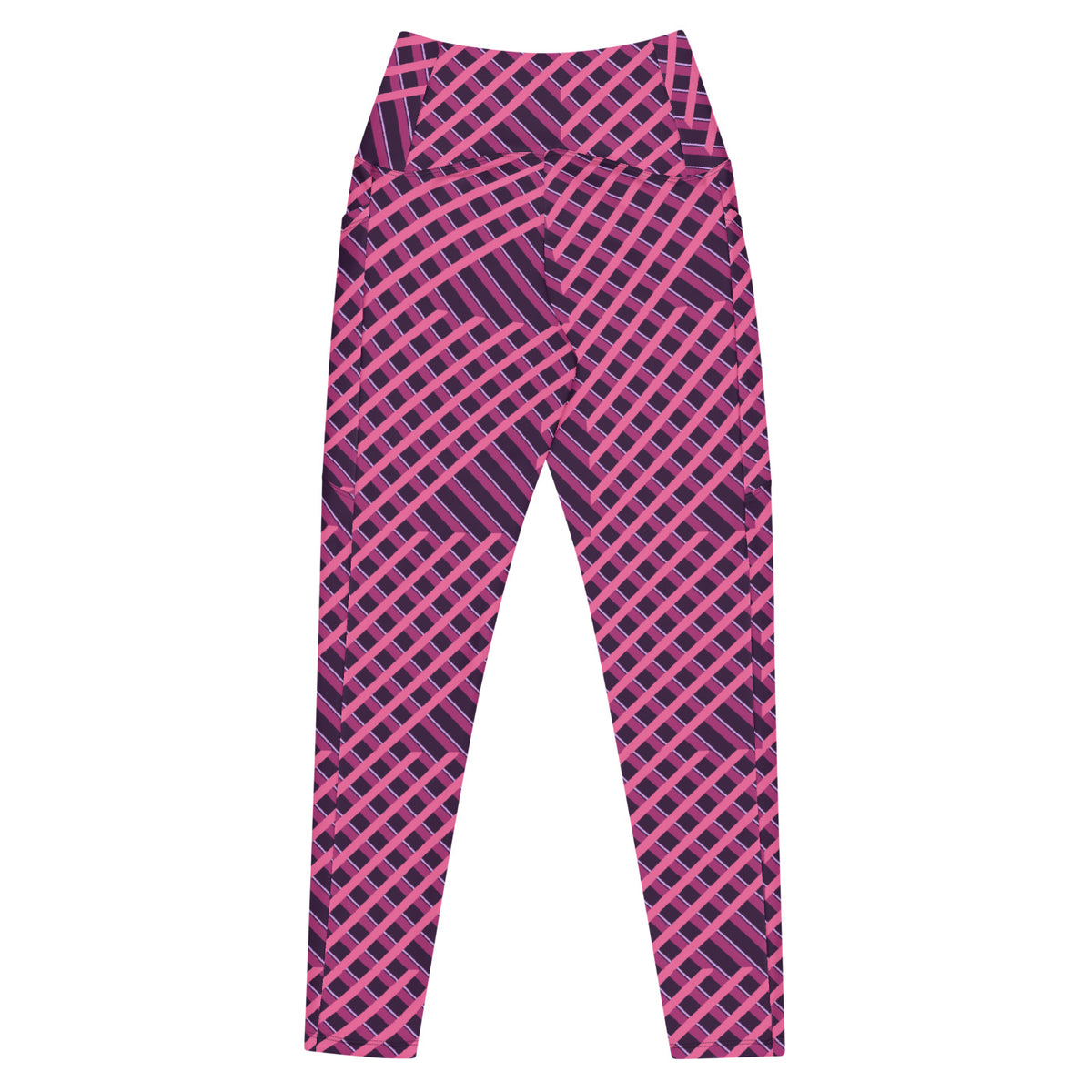Berry Lattice leggings with pockets, Printful supplier back mockup