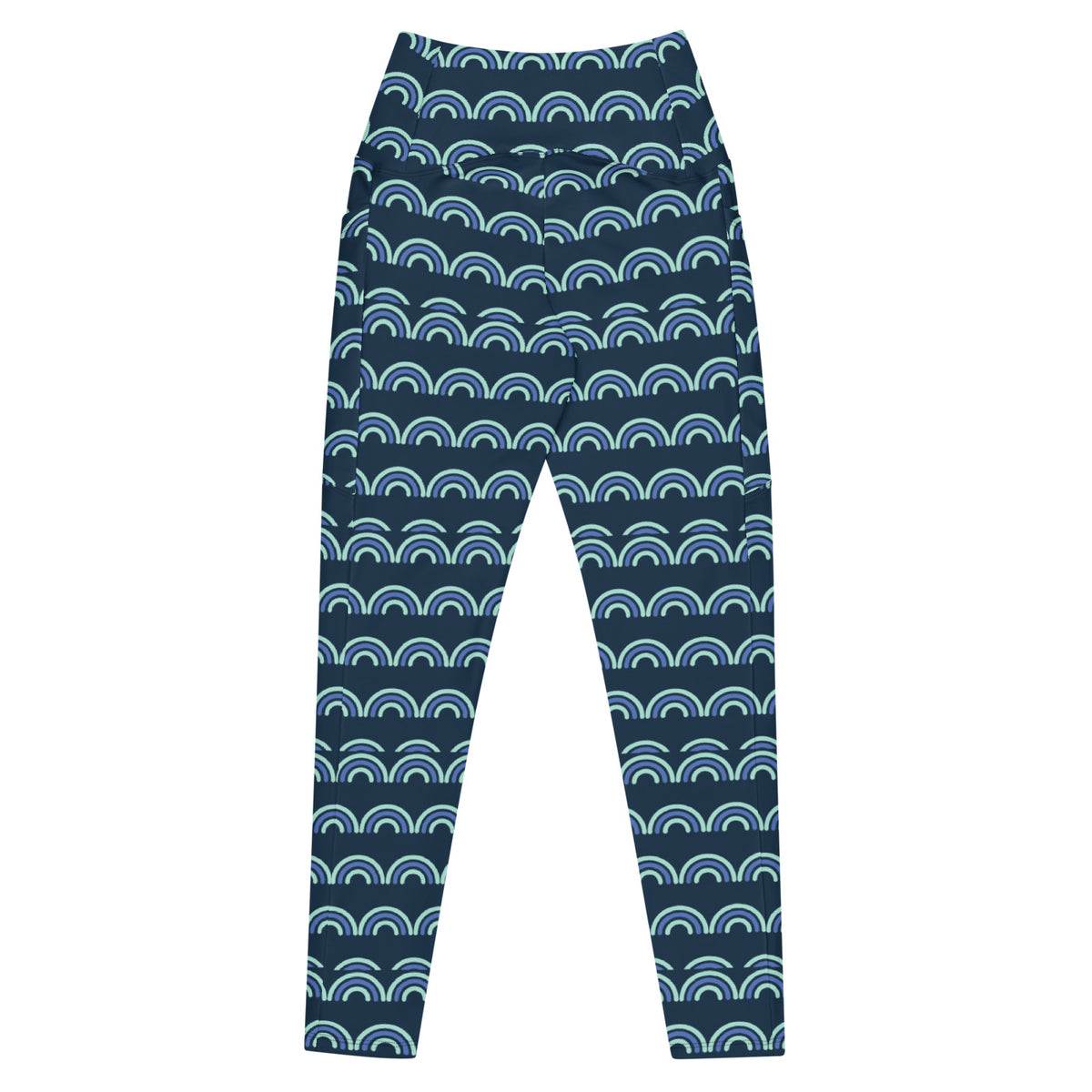 Peacock Fan leggings with pockets, Printful supplier back mockup