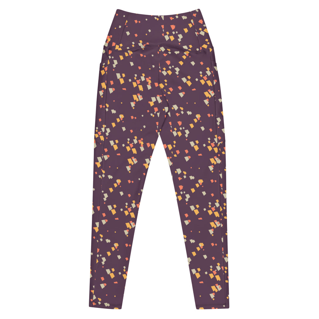 Mango Terrazzo leggings with pockets, Printful supplier back mockup