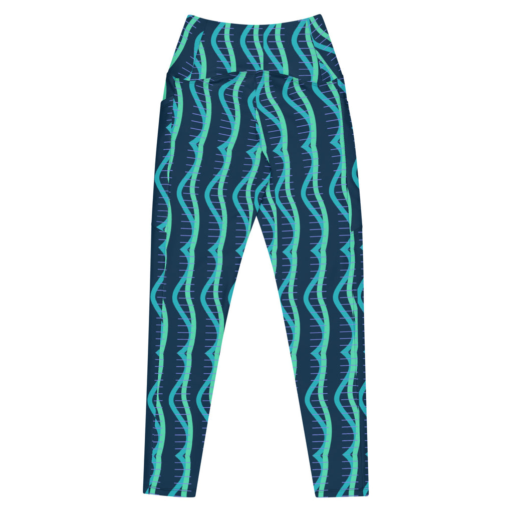 Lagoon Helix leggings with pockets, Printful supplier back mockup