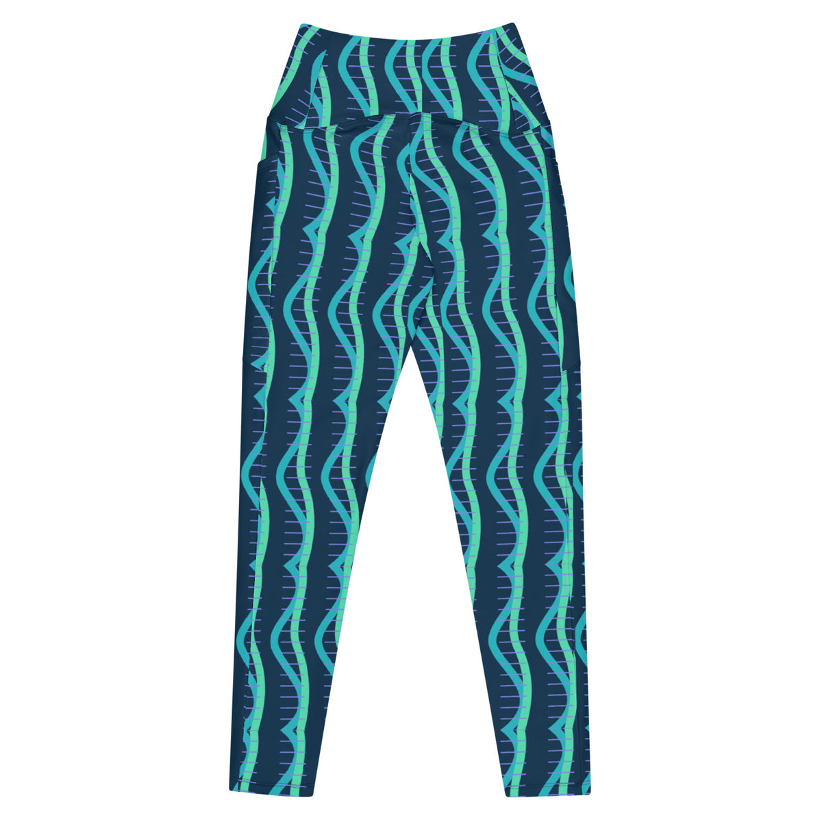 Lagoon Helix leggings with pockets, Printful supplier back mockup