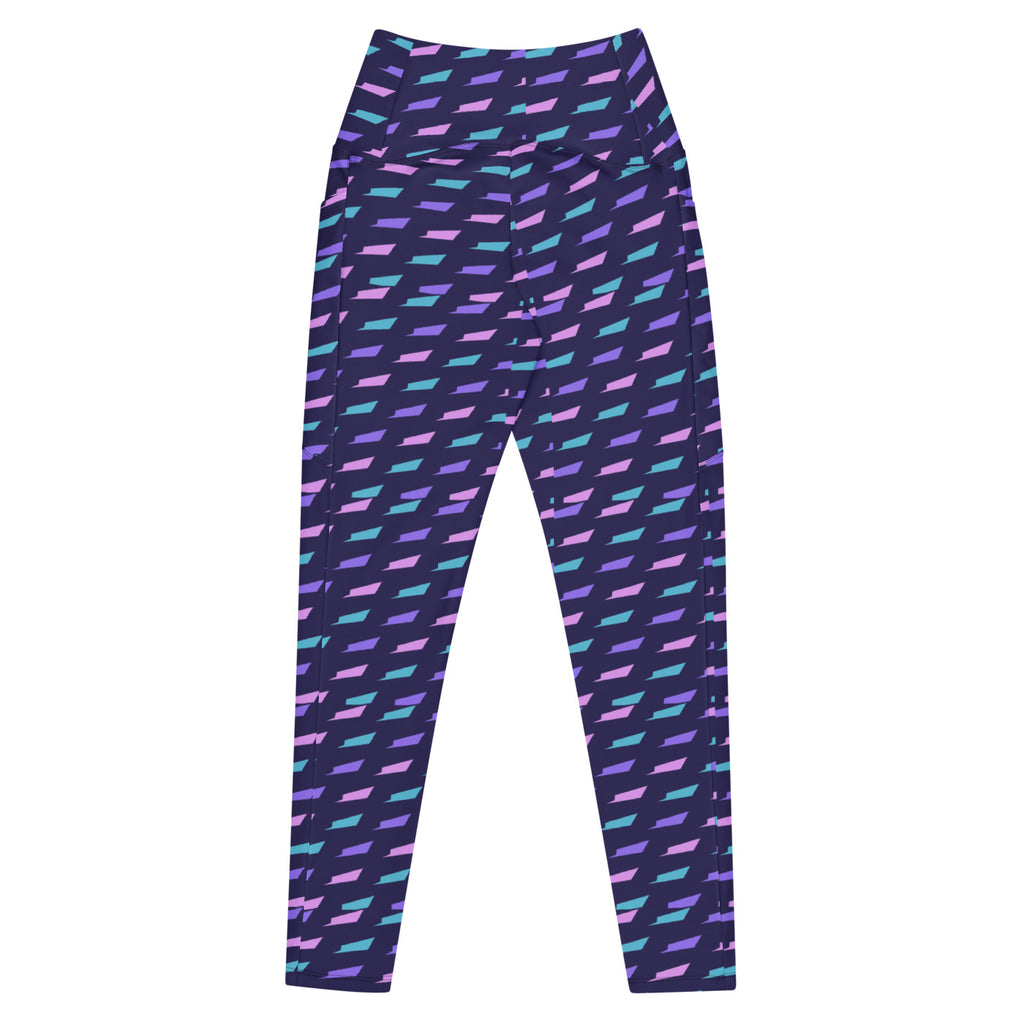 Violet Brush leggings with pockets, Printful supplier back mockup