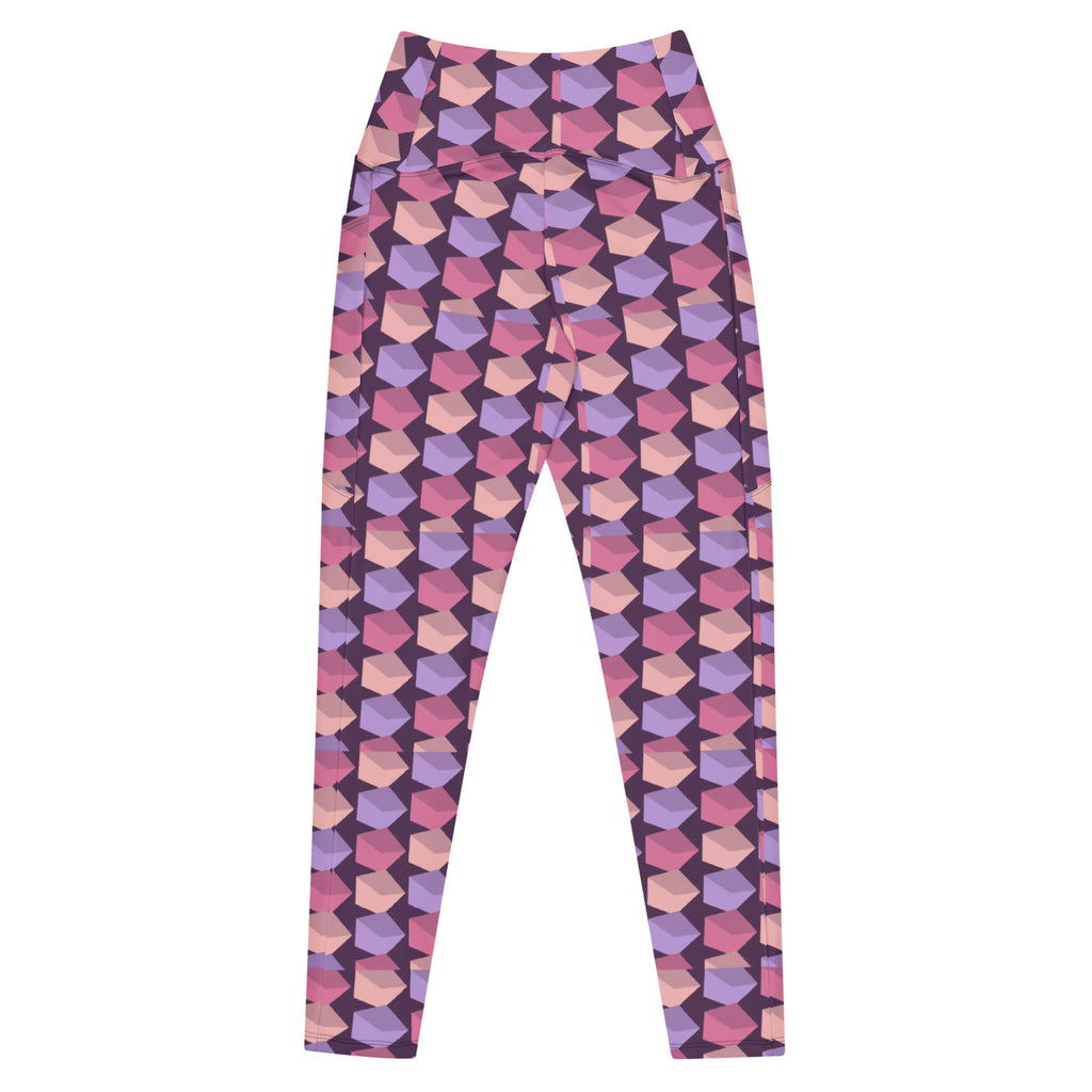 Rose Quartz leggings with pockets, Printful supplier back mockup