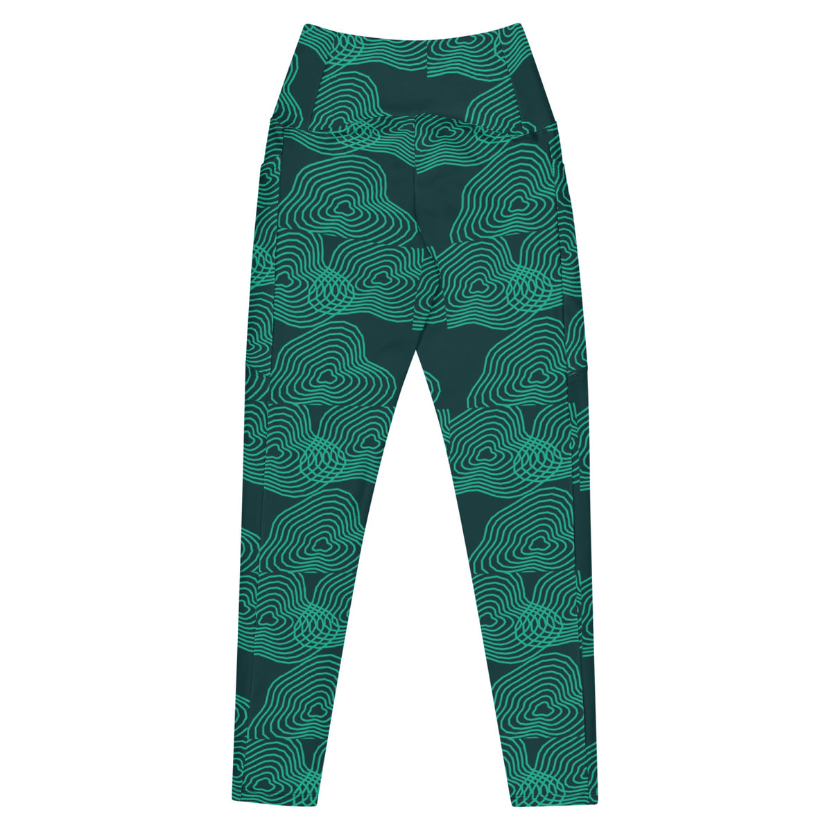 Jade Topography leggings with pockets, Printful supplier back mockup