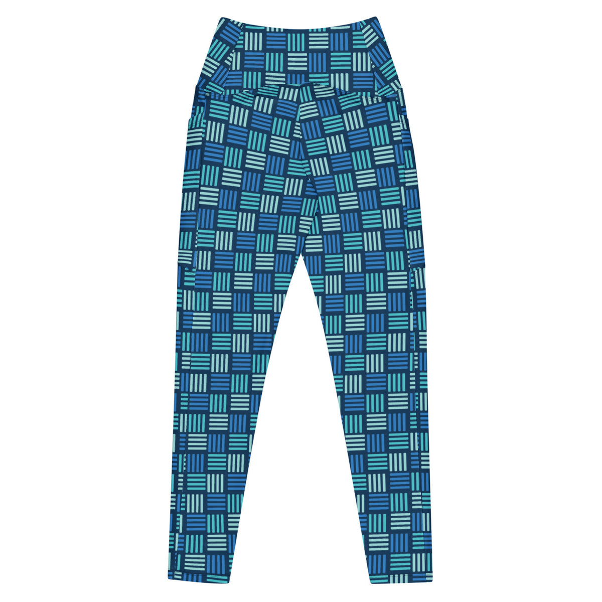 Ocean Basket leggings with pockets, Printful supplier back mockup