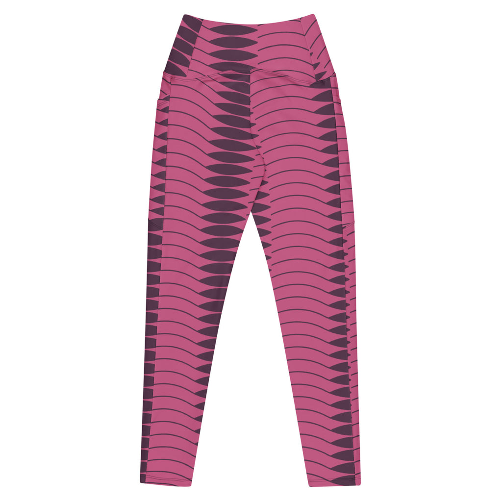 Papaya Dunes leggings with pockets, Printful supplier back mockup