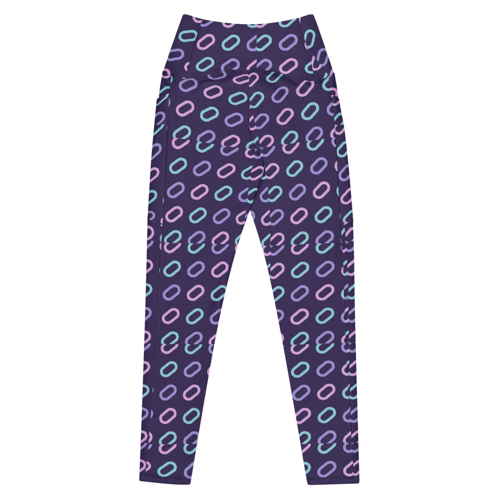Lavender Links leggings with pockets, Printful supplier back mockup