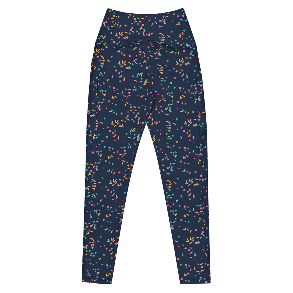 Carnival Confetti leggings with pockets, Printful supplier back mockup